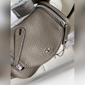 Мини Линди 19 см, оригинальная кожа TC [серый цвет] Серебряная за