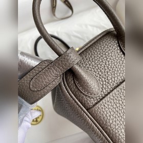 Мини Линди 19 см, оригинальная кожа TC [серый цвет] Золотая засте