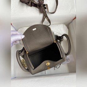 Мини Линди 19 см, оригинальная кожа TC [серый цвет] Золотая засте