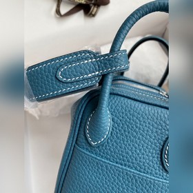 Мини Линди 19 см, оригинальная кожа TC [Джинсовый синий] Серебрян