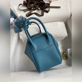 Мини Линди 19 см, оригинальная кожа TC [Джинсовый синий] Золотая 
