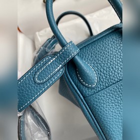 Мини Линди 19 см, оригинальная кожа TC [Джинсовый синий] Золотая 