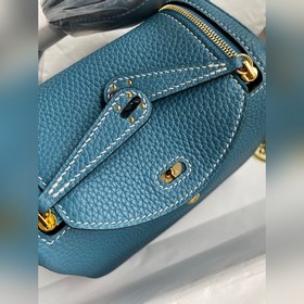 Мини Линди 19 см, оригинальная кожа TC [Джинсовый синий] Золотая 