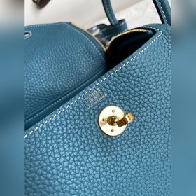 Мини Линди 19 см, оригинальная кожа TC [Джинсовый синий] Золотая 
