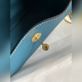 Мини Линди 19 см, оригинальная кожа TC [Джинсовый синий] Золотая 