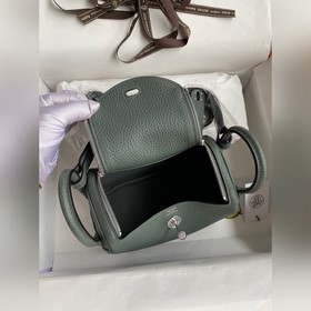 Мини Линди 19 см, оригинальная кожа TC [Абрикосовый] Серебряная з