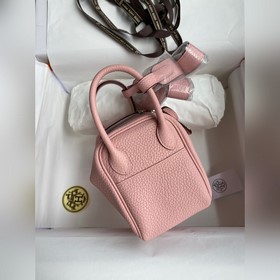 Мини Линди 19 см, оригинальная кожа TC [3q розовый] Золотая засте