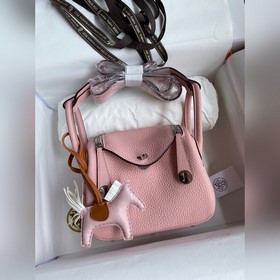 Мини Линди 19 см, оригинальная кожа TC [3q розовый] Золотая засте