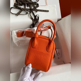 Мини Линди 19 см, оригинальная кожа TC [оранжевый] Серебряная зас