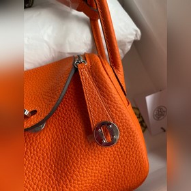 Мини Линди 19 см, оригинальная кожа TC [оранжевый] Серебряная зас