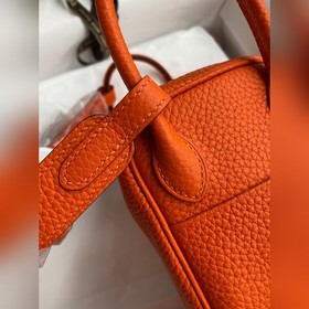 Мини Линди 19 см, оригинальная кожа TC [оранжевый] Серебряная зас