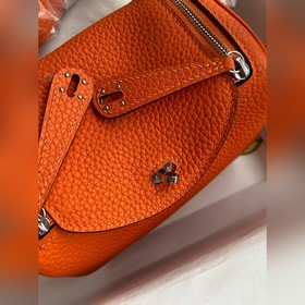 Мини Линди 19 см, оригинальная кожа TC [оранжевый] Серебряная зас