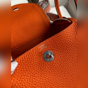 Мини Линди 19 см, оригинальная кожа TC [оранжевый] Серебряная зас