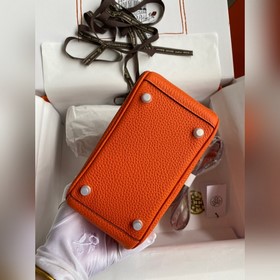 Мини Линди 19 см, оригинальная кожа TC [оранжевый] Серебряная зас