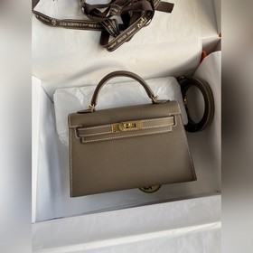 Вторая генерация Mini Kelly 19 см, импортная кожа Epsom, серый цв