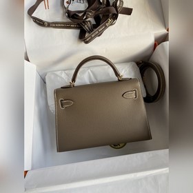 Вторая генерация Mini Kelly 19 см, импортная кожа Epsom, серый цв