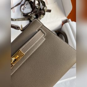 Вторая генерация Mini Kelly 19 см, импортная кожа Epsom, серый цв