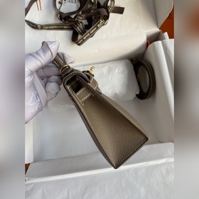 Вторая генерация Mini Kelly 19 см, импортная кожа Epsom, серый цв