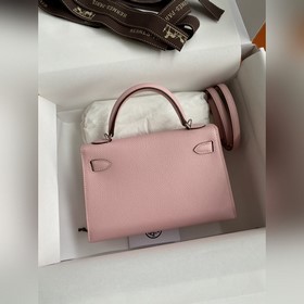 Mini Kelly второго поколения, 19 см, импортная кожа Epsom, 3Q роз