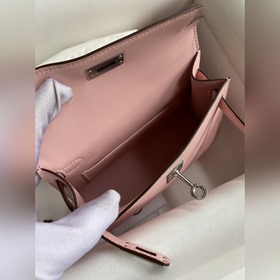 Mini Kelly второго поколения, 19 см, импортная кожа Epsom, 3Q роз