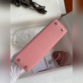 Mini Kelly второго поколения, 19 см, импортная кожа Epsom, молочн