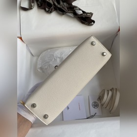 Mini Kelly второго поколения, 19 см, импортная кожа Epsom, молочн