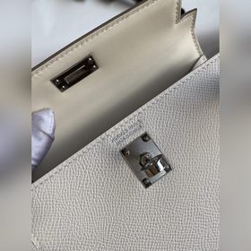 Mini Kelly второго поколения, 19 см, импортная кожа Epsom, молочн