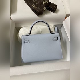 Mini Kelly второго поколения, 19 см, импортная кожа Epsom, туманн