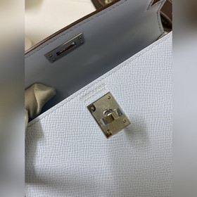Mini Kelly второго поколения, 19 см, импортная кожа Epsom, туманн