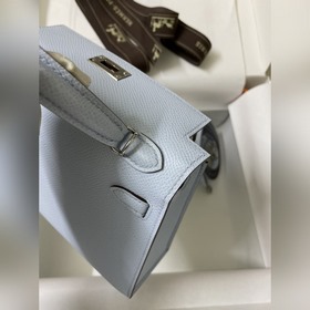 Mini Kelly второго поколения, 19 см, импортная кожа Epsom, туманн