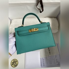 Mini Kelly второго поколения, 19 см, импортная кожа Epsom, зелены