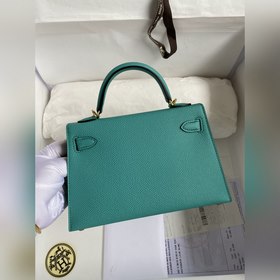 Mini Kelly второго поколения, 19 см, импортная кожа Epsom, зелены