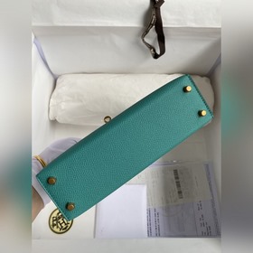 Mini Kelly второго поколения, 19 см, импортная кожа Epsom, зелены