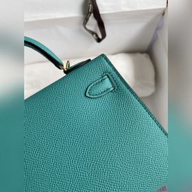 Mini Kelly второго поколения, 19 см, импортная кожа Epsom, зелены