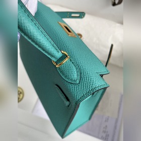 Mini Kelly второго поколения, 19 см, импортная кожа Epsom, зелены