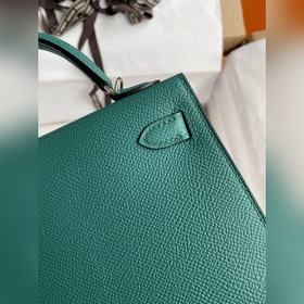 Mini Kelly второго поколения, 19 см, импортная кожа Epsom, зелена