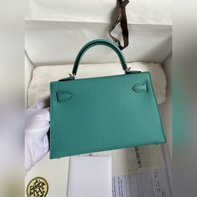 Mini Kelly второго поколения, 19 см, импортная кожа Epsom, зелены