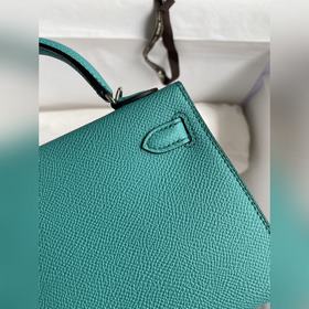 Mini Kelly второго поколения, 19 см, импортная кожа Epsom, зелены