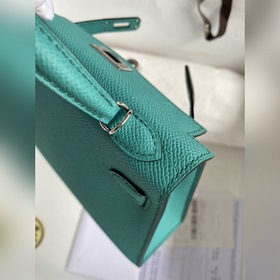 Mini Kelly второго поколения, 19 см, импортная кожа Epsom, зелены
