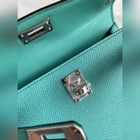 Mini Kelly второго поколения, 19 см, импортная кожа Epsom, зелены