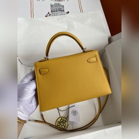 Mini Kelly второго поколения, 19 см, импортная кожа Epsom, янтарн