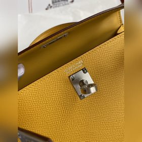 Mini Kelly второго поколения, 19 см, импортная кожа Epsom, янтарн