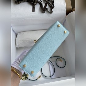 Mini Kelly второго поколения, 19 см, импортная кожа Epsom, голубо