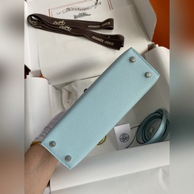 Mini Kelly второго поколения, 19 см, импортная кожа Epsom, голубо