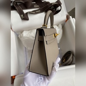 Mini Kelly второго поколения, 19 см, импортная кожа Epsom, асфаль