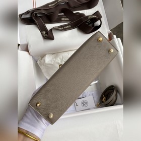 Mini Kelly второго поколения, 19 см, импортная кожа Epsom, асфаль