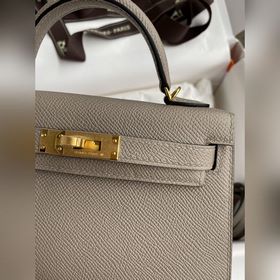 Mini Kelly второго поколения, 19 см, импортная кожа Epsom, асфаль