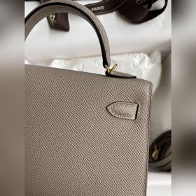 Mini Kelly второго поколения, 19 см, импортная кожа Epsom, асфаль