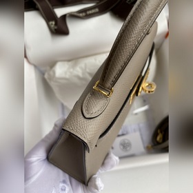Mini Kelly второго поколения, 19 см, импортная кожа Epsom, асфаль