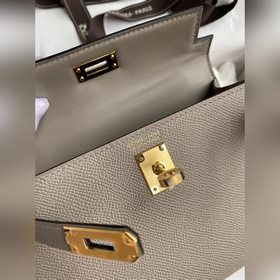 Mini Kelly второго поколения, 19 см, импортная кожа Epsom, асфаль